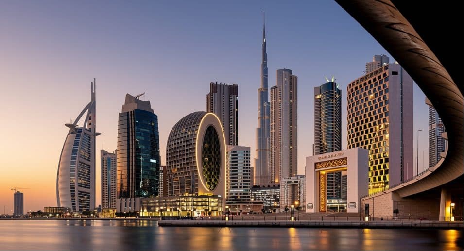 Panorama Dubai Business Bay la apus