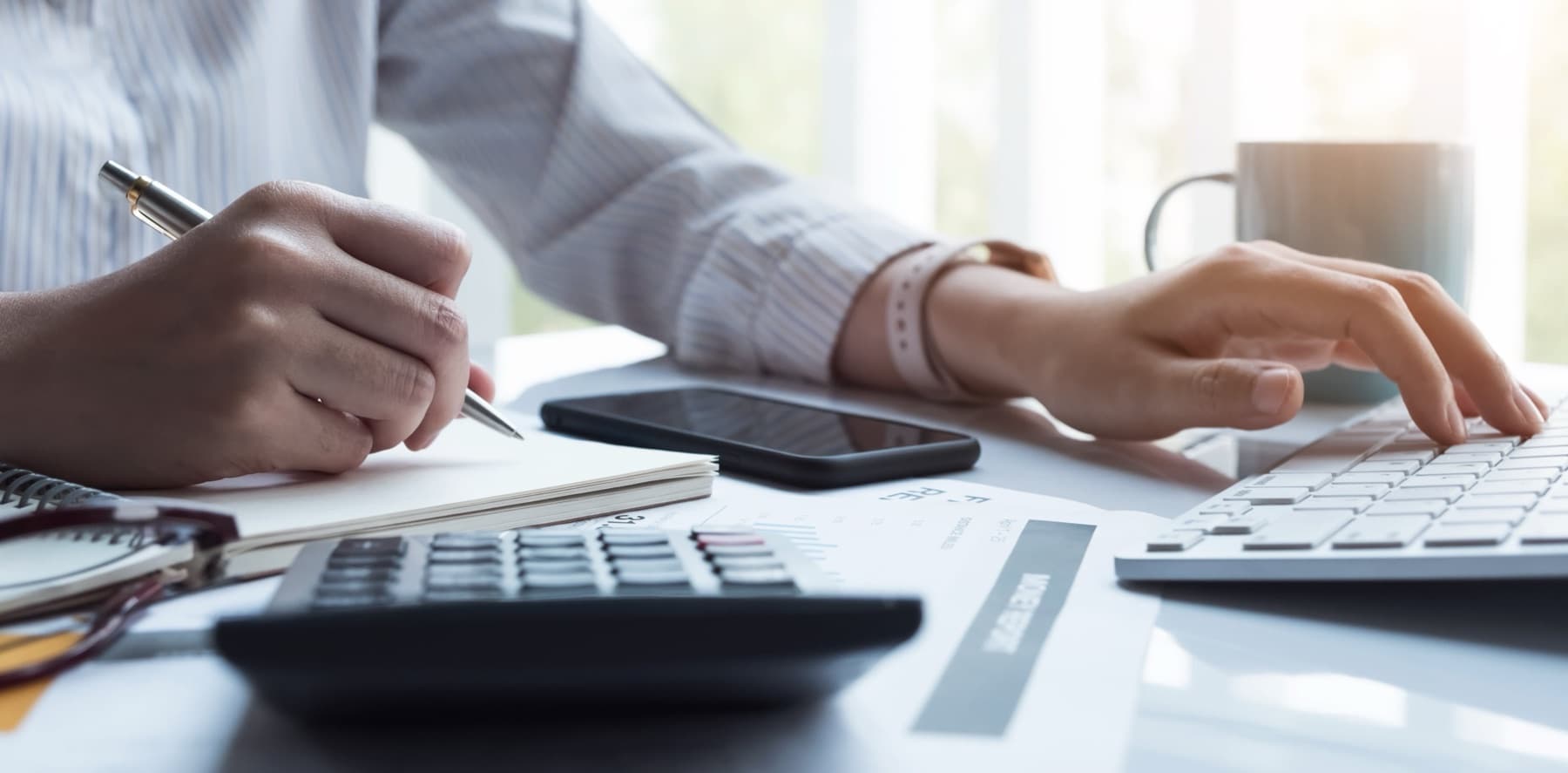 Accountant reviewing financial records in Dubai